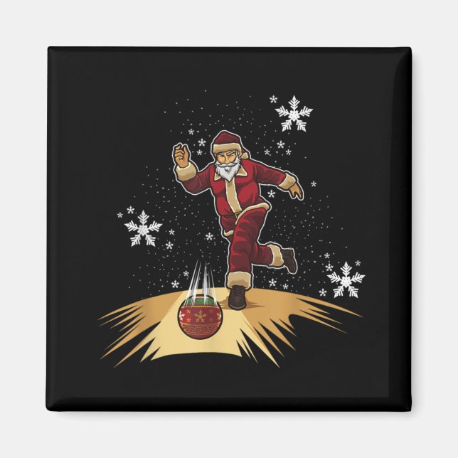 Santa Claus Plays Bowling Xmas Gift For Your Bow  Magnet (Front)