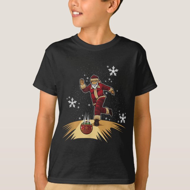 Santa Claus Plays Bowling Xmas Gift For Your Bow  T-Shirt (Front)