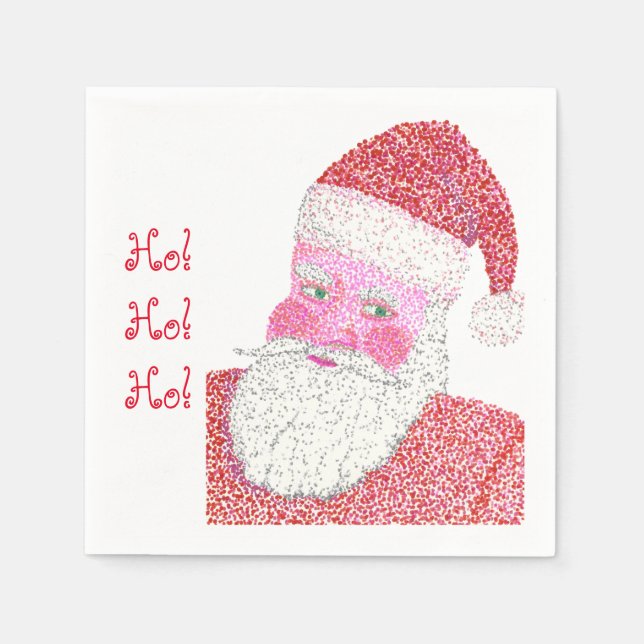 Santa Claus Pointillism Christmas Paper Napkins (Front)