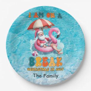 SANTA Claus pool party Christmas in July Paper Plate