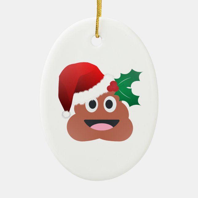 santa claus poop emoji ceramic ornament (Front)