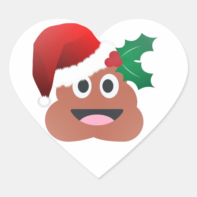 santa claus poop emoji heart sticker (Front)