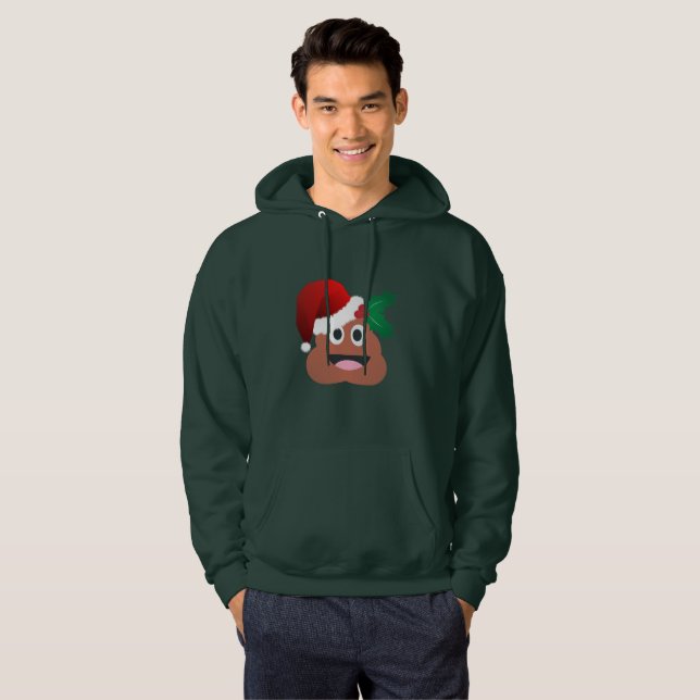 santa claus poop emoji mens hooded sweatshirt (Front Full)