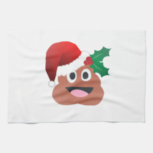 santa claus poop emoji tea towel