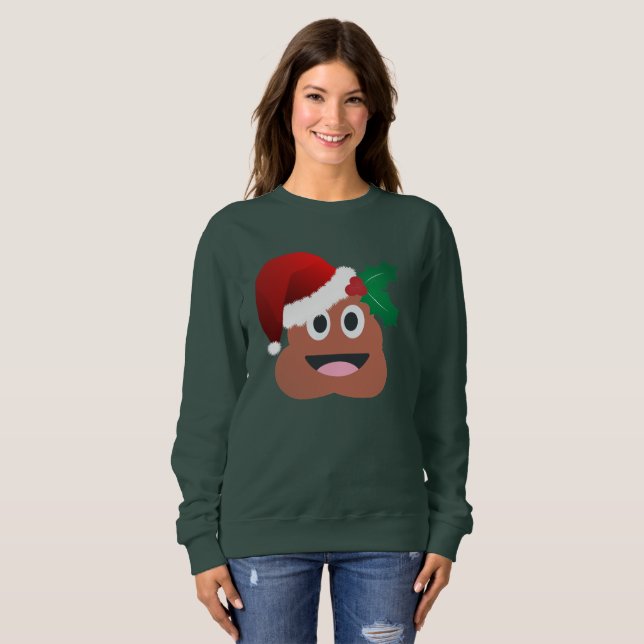 santa claus poop emoji womens sweatshirt (Front Full)