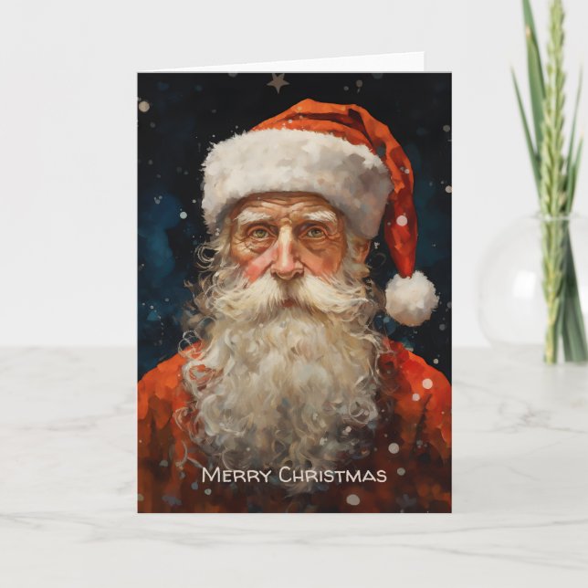 Santa Claus Portrait Van Gogh Style Card (Front)