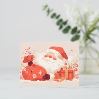 Santa Claus Preparing Christmas Gifts Holiday Postcard