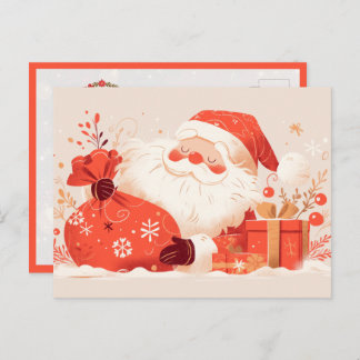 Santa Claus Preparing Christmas Gifts Postcard