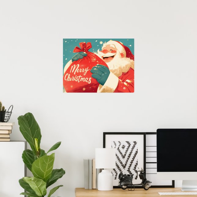 Santa Claus Preparing Christmas Gifts Poster (Home Office)