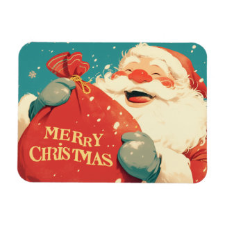 Santa Claus Preparing Christmas Gifts - Retro Art Magnet