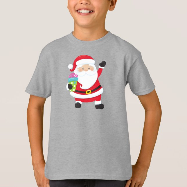 Santa Claus, Presents, Gifts, Christmas, Xmas T-Shirt (Front)