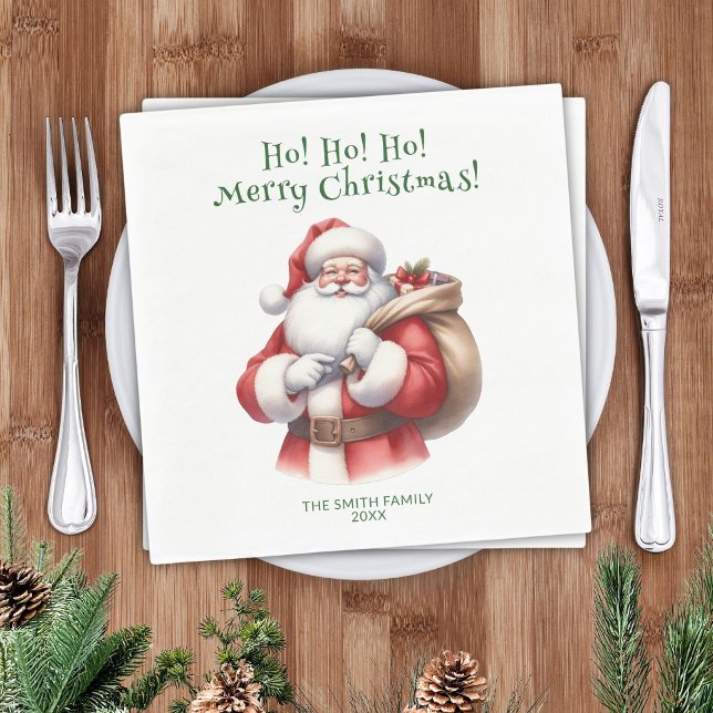 Santa Claus Presents Green Party Napkin (Creator Uploaded)