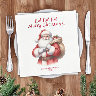Santa Claus Presents Red Party Napkin