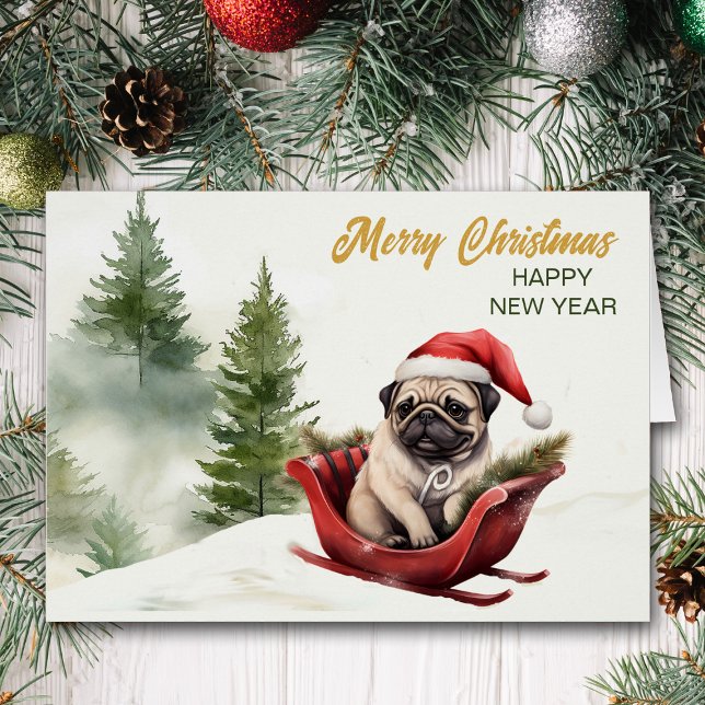 Santa Claus Pug on Sled Christmas (Creator Uploaded)