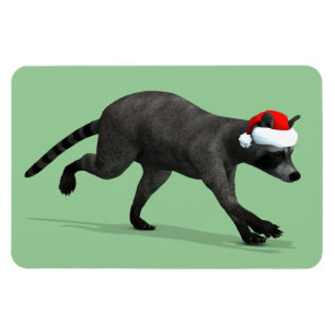 Santa Claus Racoon Magnet