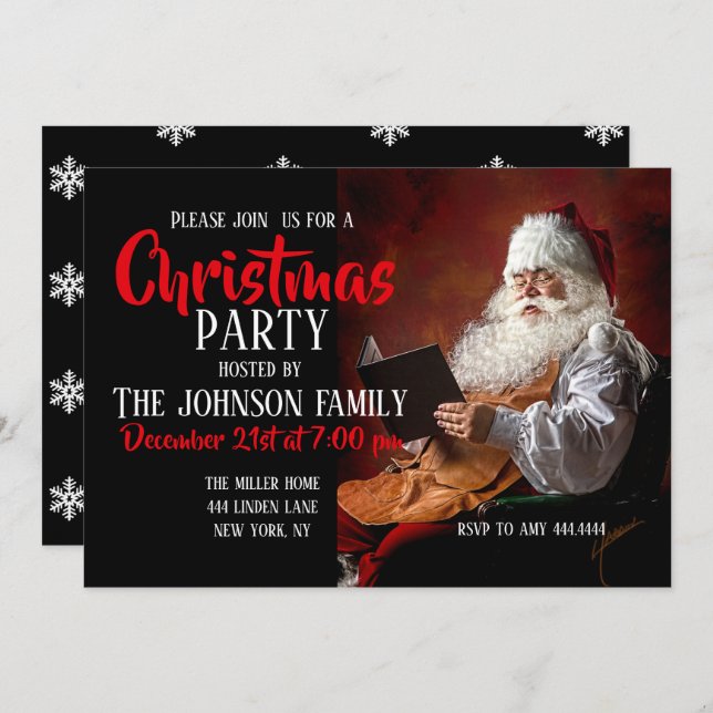 Santa Claus reads book         Invitation (Front/Back)