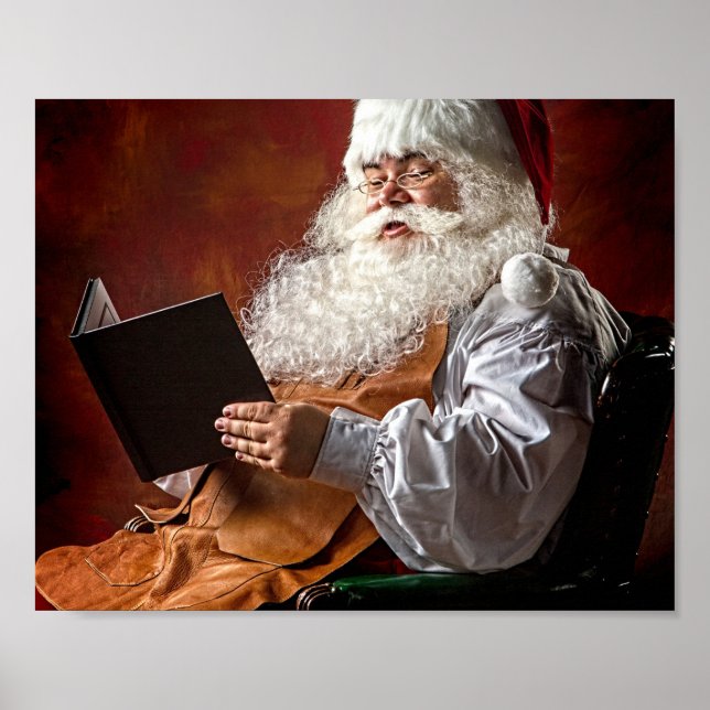 Santa Claus reads book Poster (Front)