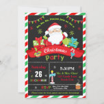 Santa Claus Red and Green Christmas Party Invitation<br><div class="desc">Personalize this festive red and green Santa Claus Christmas Party invitation with your party details easily and quickly,  simply press the customise it button to further re-arrange and format the style and placement of the text.  (c) The Happy Cat Studio</div>