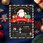 Santa Claus Red and Green Christmas Party Invitation<br><div class="desc">Personalize this festive red and green Santa Claus Christmas Party invitation with your party details easily and quickly,  simply press the customise it button to further re-arrange and format the style and placement of the text.  (c) The Happy Cat Studio</div>