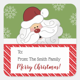 Santa Claus Red and Green Holiday Christmas Tag