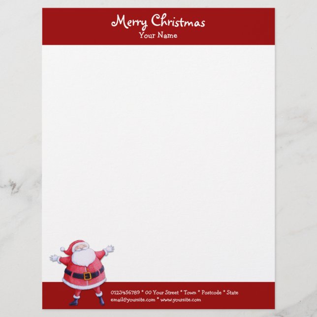 Santa Claus red Christmas Letterhead Design (Front)