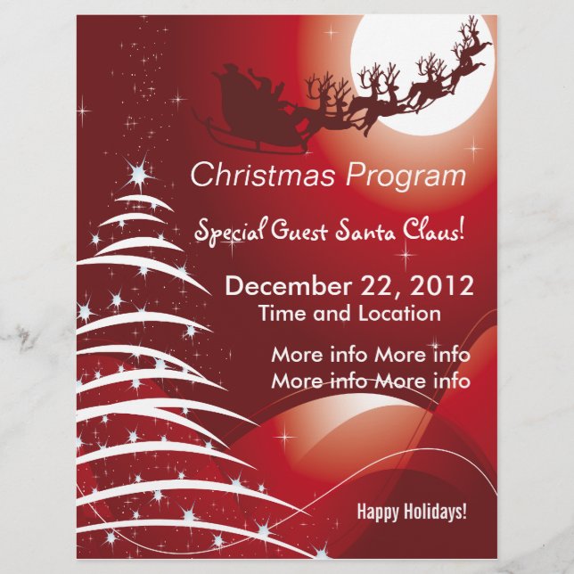 Santa Claus Red Christmas Program Flyer (Front)
