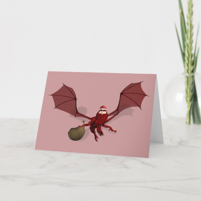 Santa Claus Red Dragon Holiday Card (Front)