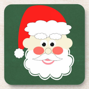 santa claus red green cartoon coaster