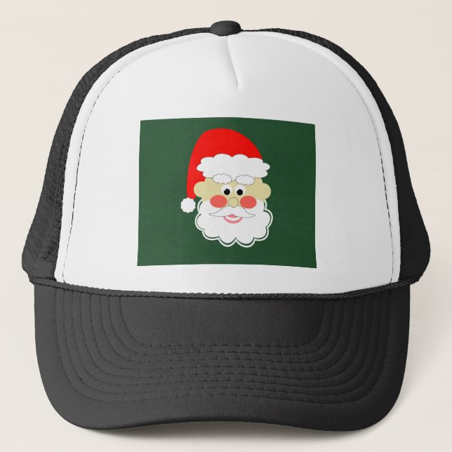 santa claus red green cartoon trucker hat (Front)