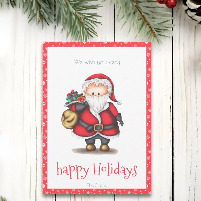 Santa Claus Red Personalised Christmas Card (Creator Uploaded)