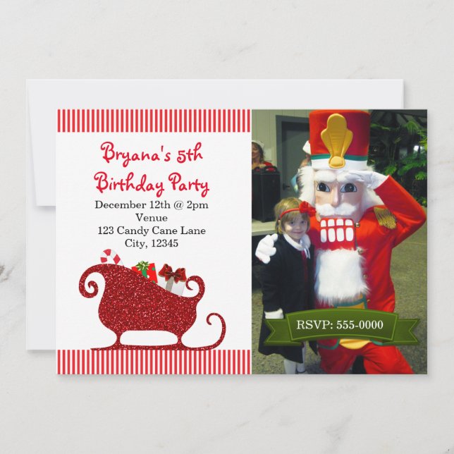 Santa Claus Red Sleigh Christmas Party Card (Front)