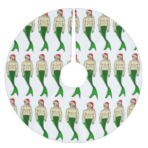 santa claus redhead merman christmas mermaid brushed polyester tree skirt