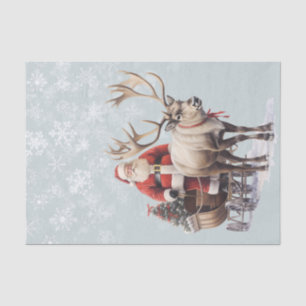 Santa Claus Reindeer and Sled Watercolor Tissue Paper