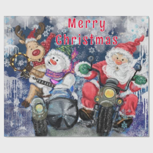 Santa Claus Reindeer , and Snowman Wrapping Paper