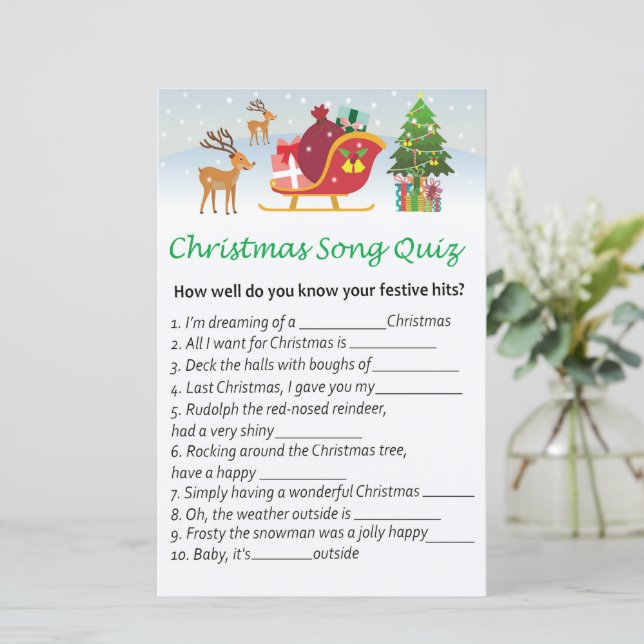 Santa claus reindeer christmas song quiz game (Standing Front)