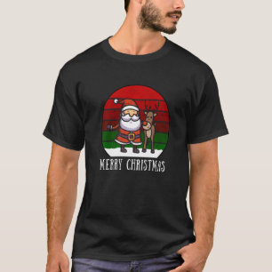 Santa Claus Reindeer Merry Christmas XMas Vintage  T-Shirt