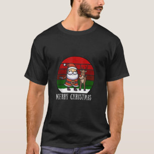Santa Claus Reindeer Merry Christmas XMas Vintage  T-Shirt
