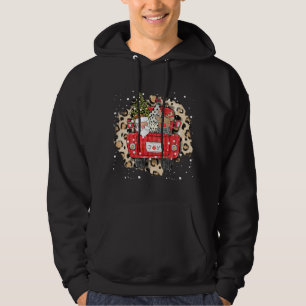 Santa Claus Reindeer Red Truck Christmas Snow Leop Hoodie
