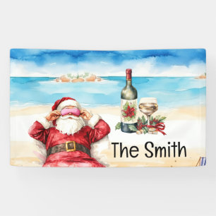 Santa Claus relax at the beach Christmas in July  Banner