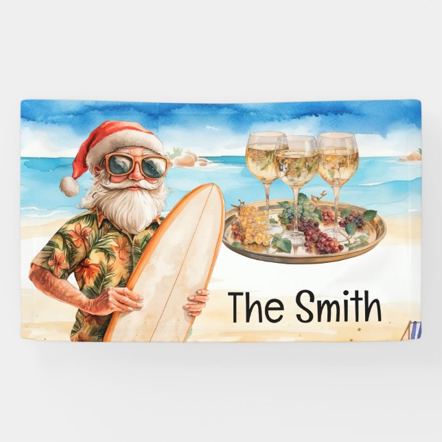 Santa Claus relax at the beach Christmas in July  Banner (Horizontal)