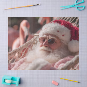 Santa Claus Relaxing in Hammock Wearing Sunglasses Tissue Paper