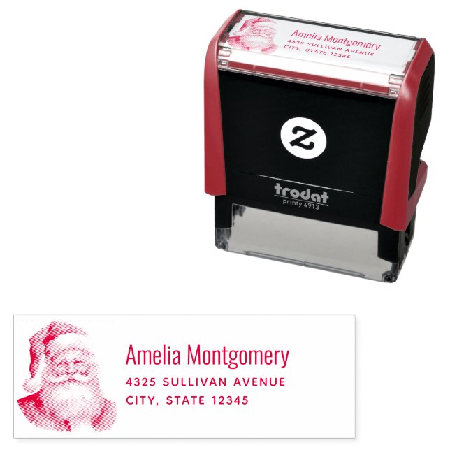 Santa Claus Retro Christmas Address Self-inking Stamp (In Situ)