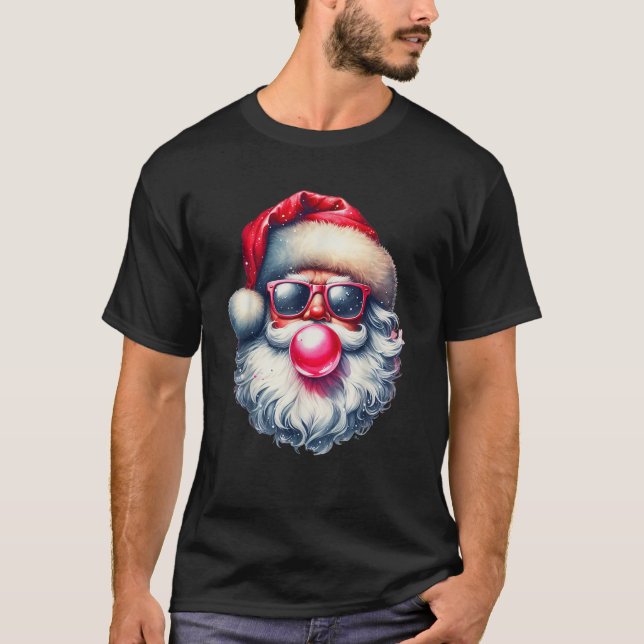 Santa Claus Retro Christmas Bubble Gum pink sungla T-Shirt (Front)