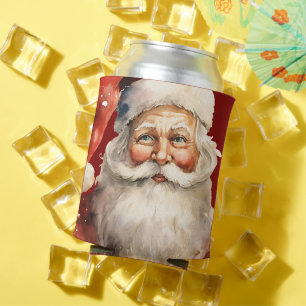 Santa Claus Retro Christmas Can Cooler