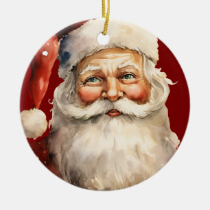 Santa Claus Retro Christmas Ceramic Ornament