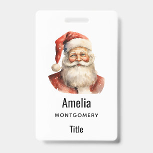 Santa Claus Retro Christmas ID Badge