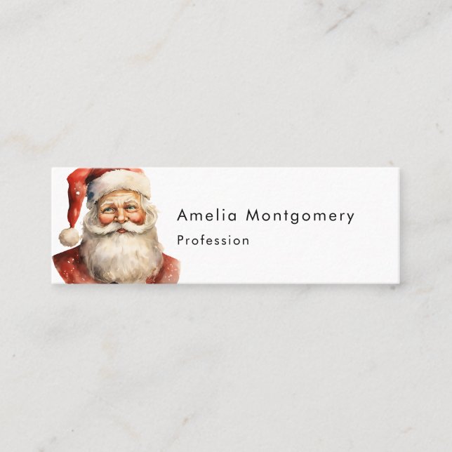 Santa Claus Retro Christmas Mini Business Card (Front)