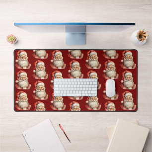 Santa Claus Retro Christmas Pattern Desk Mat