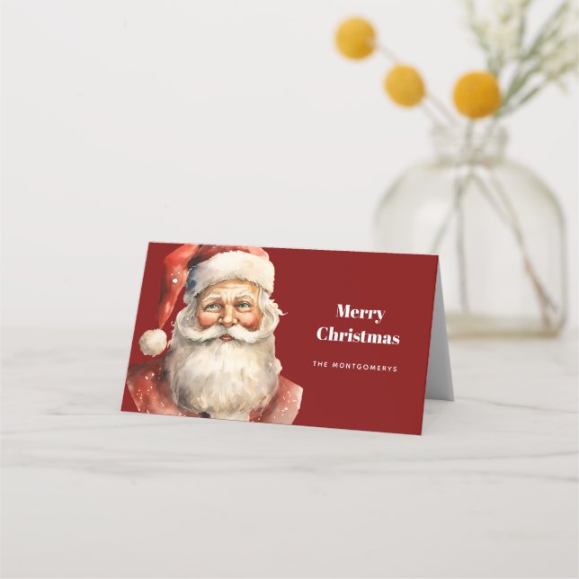 Santa Claus Retro Christmas Place Card (Front)