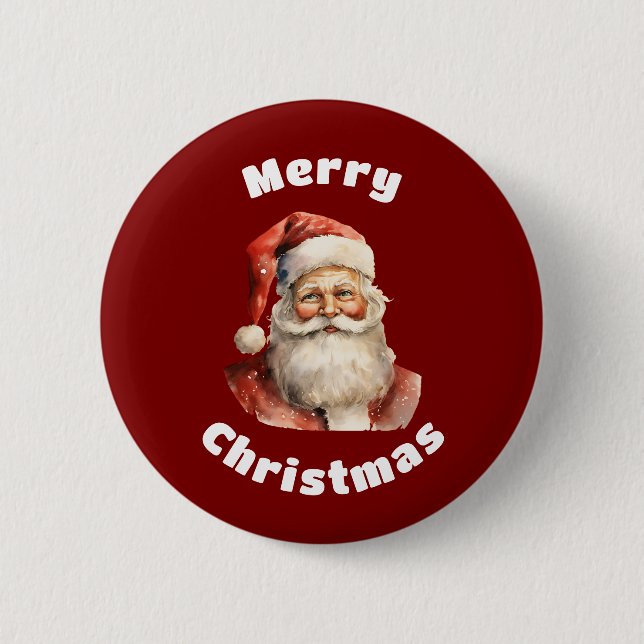 Santa Claus Retro Merry Christmas 6 Cm Round Badge (Front)